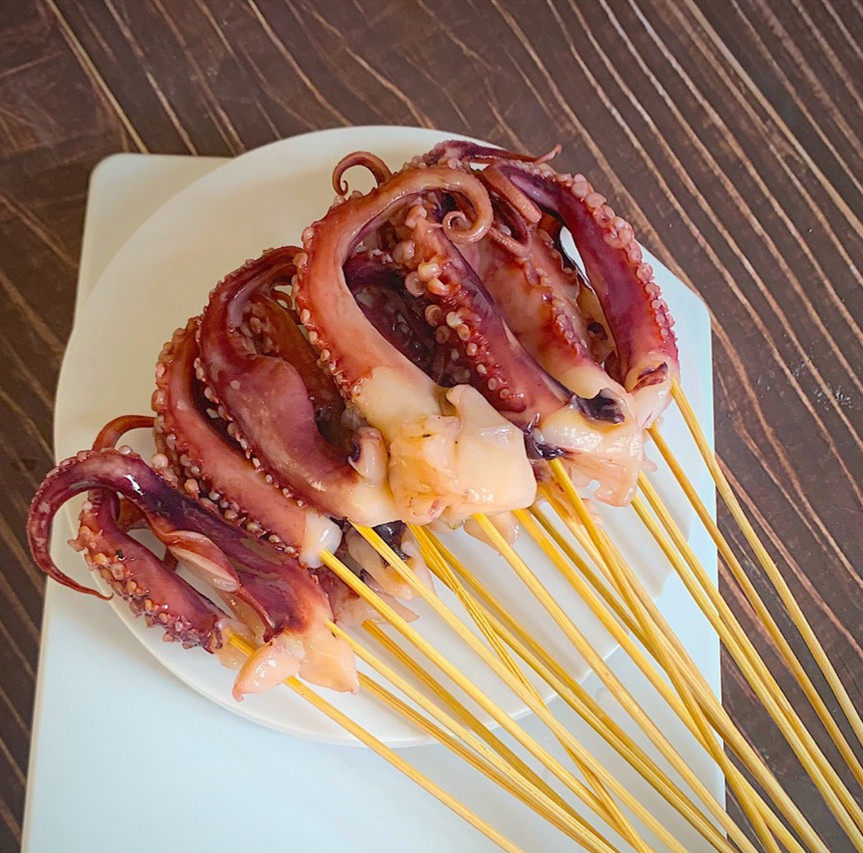 商用铁板章鱼须串10克10把30串冷冻海鲜鱿鱼冷冻章鱼