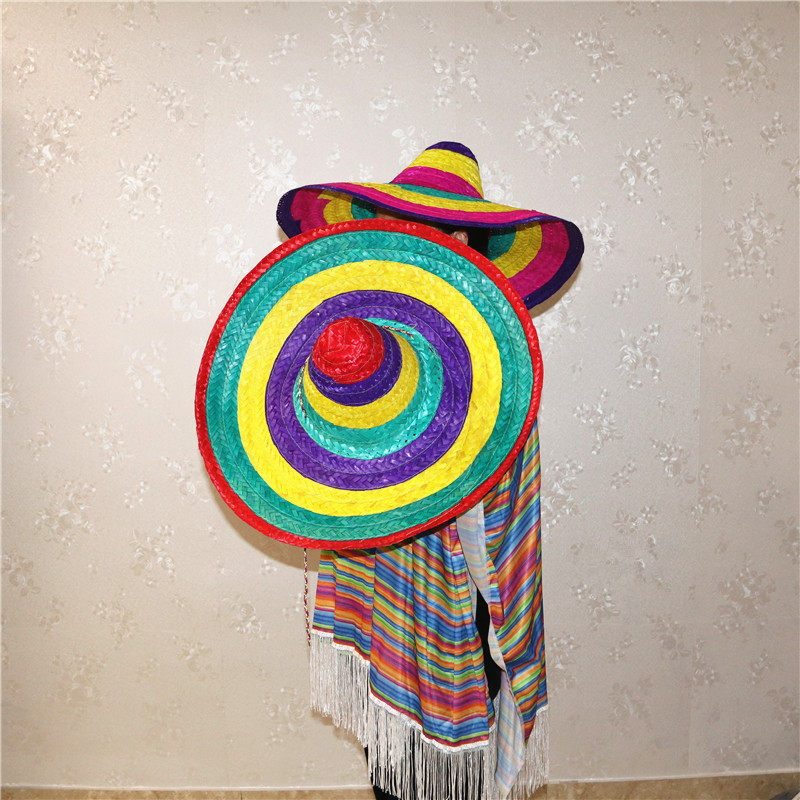 墨西哥草帽狂欢万圣节舞会表演彩色名族风情男女帽子