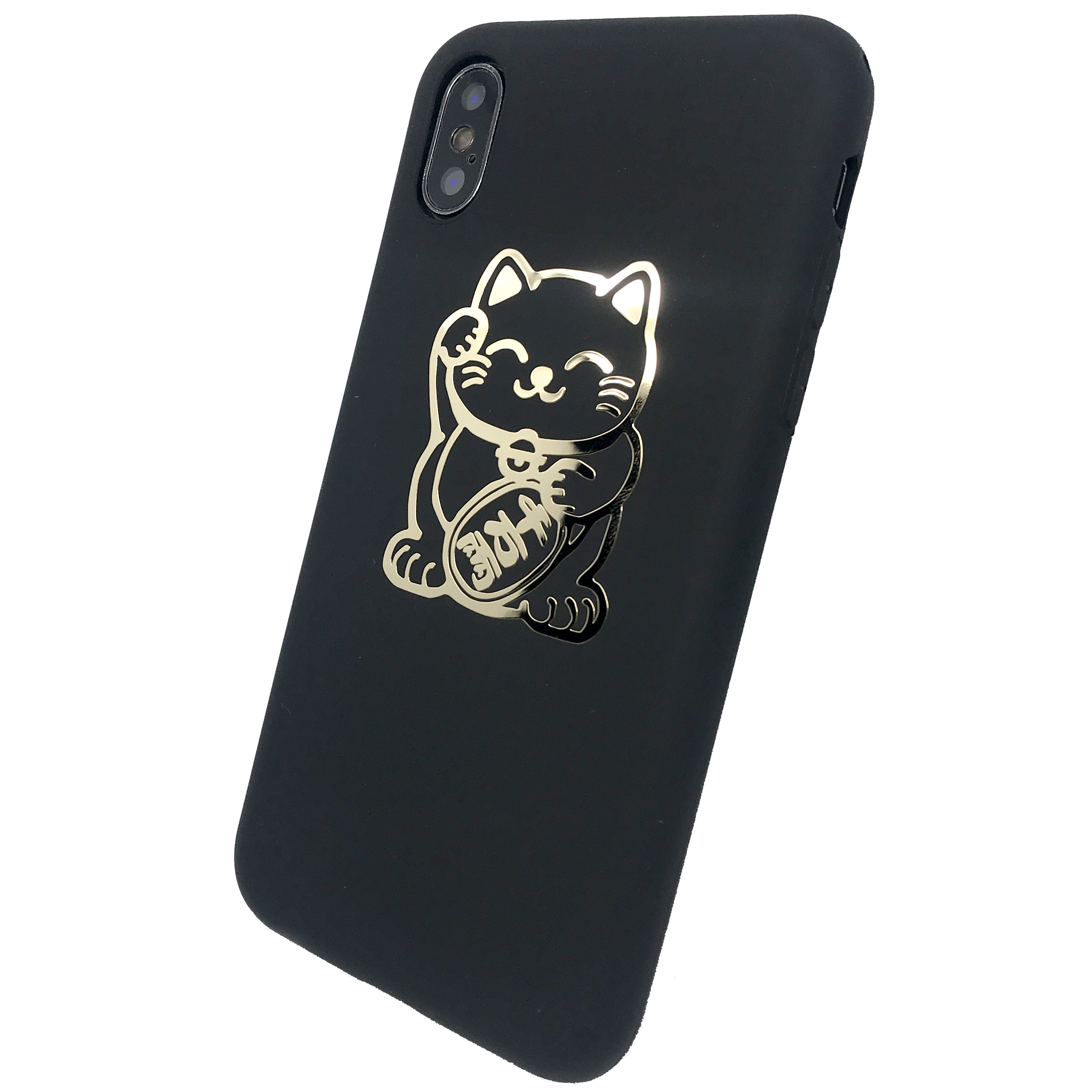 手机背贴日系超萌好运招财猫手机贴贴纸金属diy手机贴纸