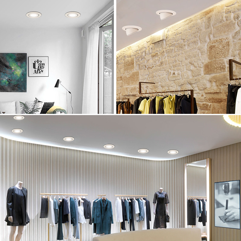 ledcob象鼻射灯筒灯嵌入式花灯服装店360度射灯