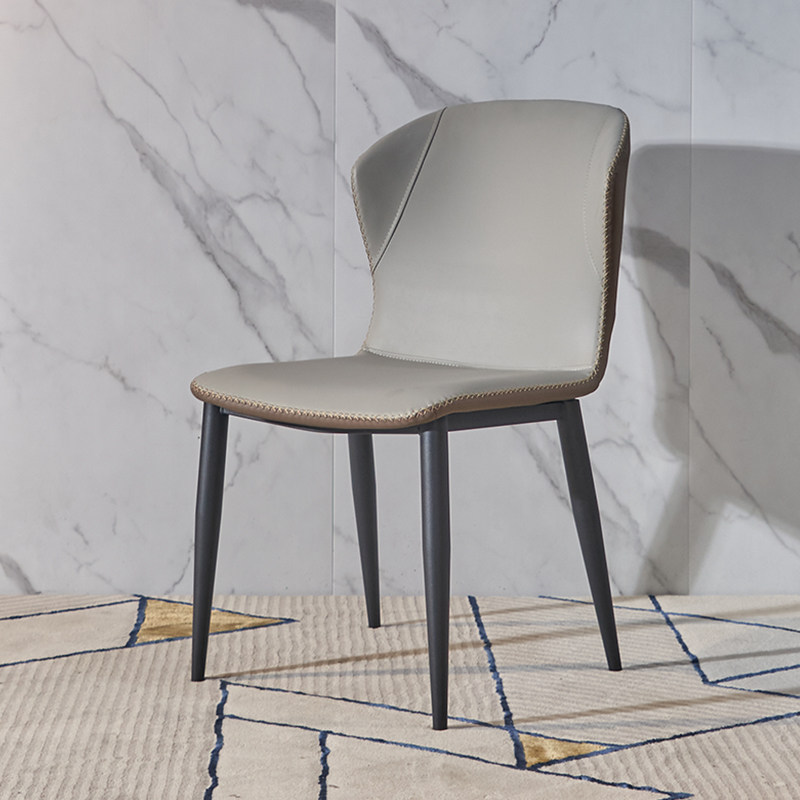 优梵艺术 明月/蝴蝶蓝色/橙色/灰色餐椅轻奢简约意式皮艺椅y77