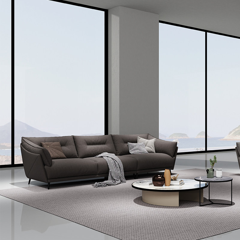 优梵艺术戴安娜意式轻奢家用沙发亲肤柔软棉麻面料超大空间高弹无粉