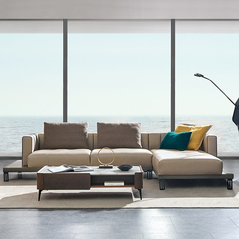 优梵艺术莫里斯意式转角皮沙发客厅3人位轻奢现代皮质小户型305h