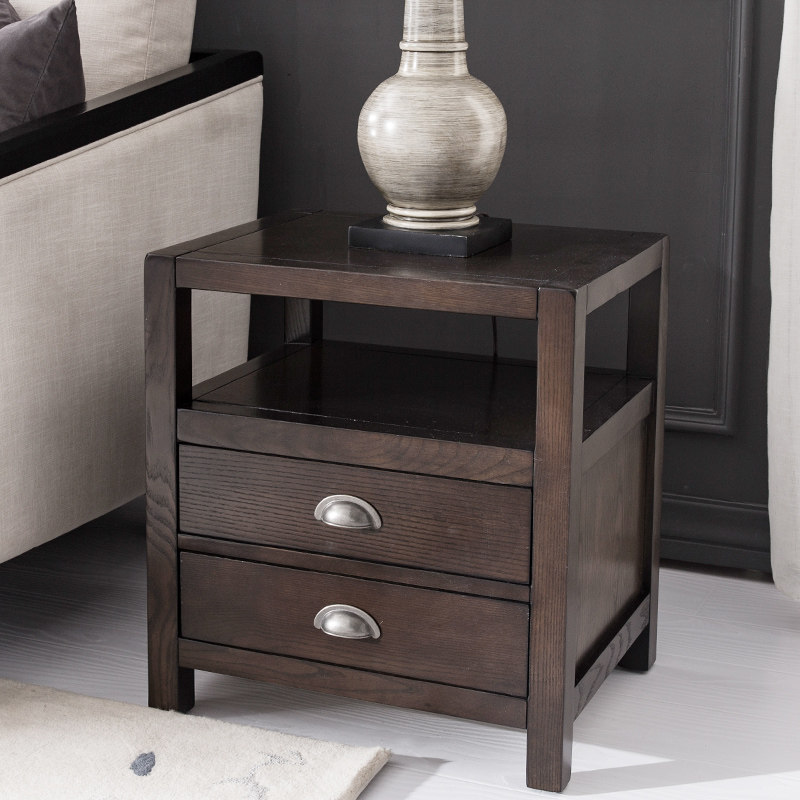 优梵艺术karron美式实木牀头柜卧室储物收纳牀