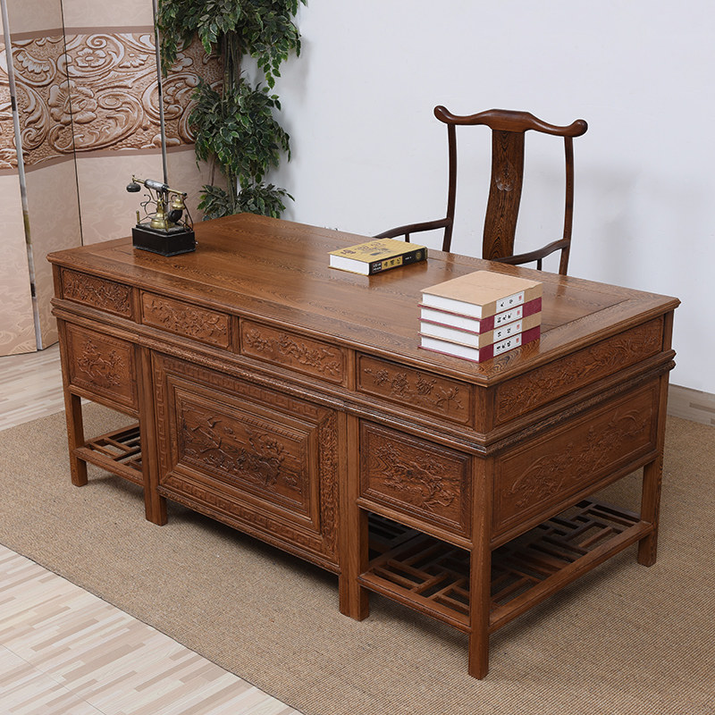 铭天下红木家具画案书法桌书画桌实木中式老板办公桌鸡翅木书桌