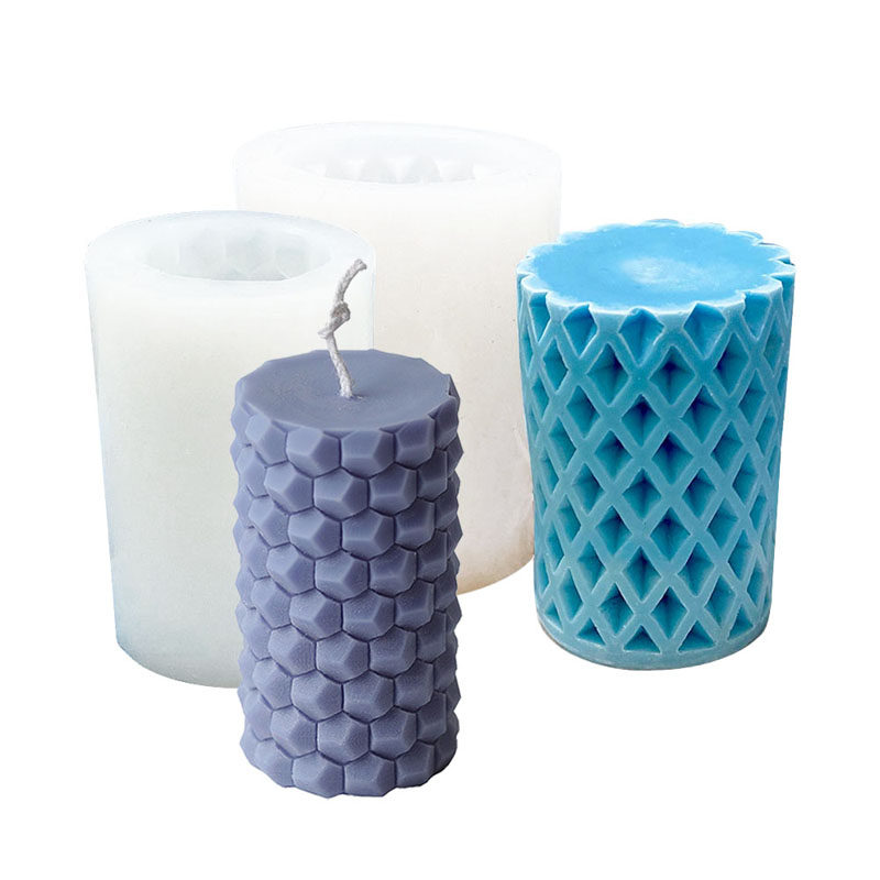 diy手工圆柱蜂巢创意形状香薰蜡烛硅胶模具烘焙模具