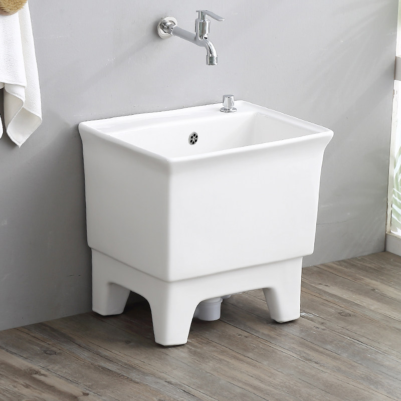 阳台陶瓷拖把池高脚带家用洗墩布盆高背四脚拖把池