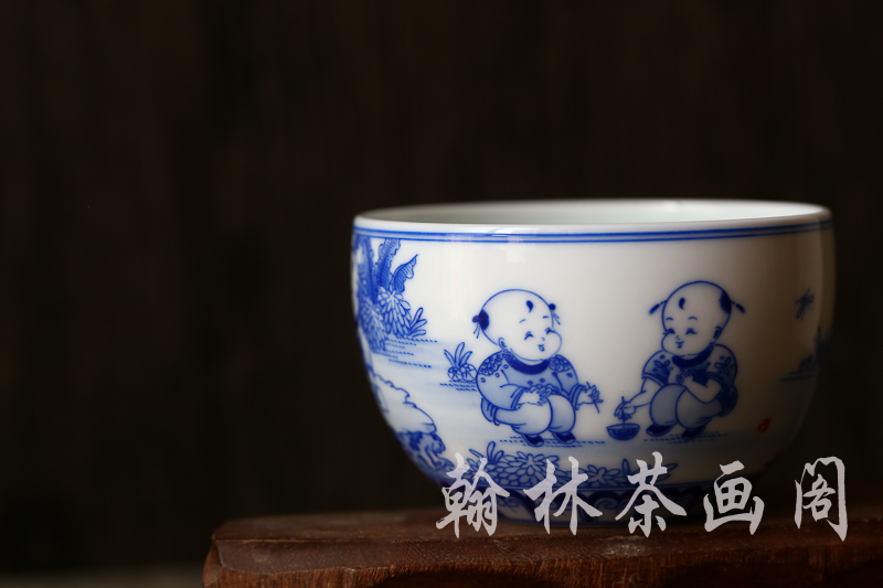 景德镇文祥窑 青花童子杯 九子杯 全手绘 1410°烧制 正品包邮