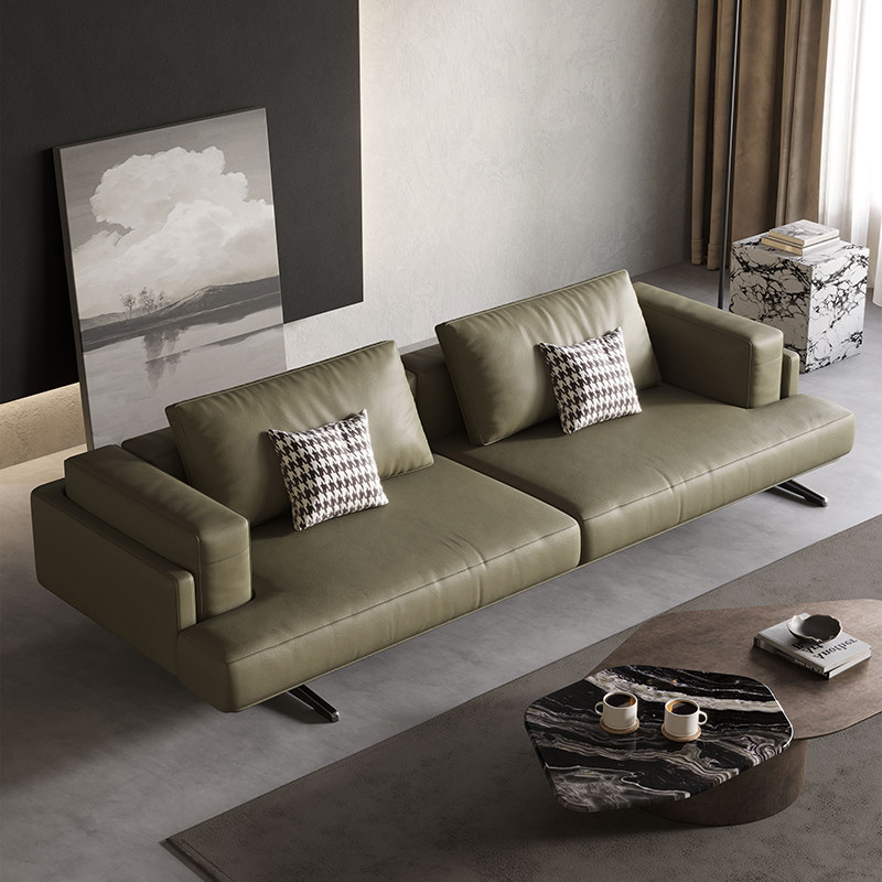 酷歌真皮沙发现代客厅头层牛皮意式极简小户户型皮艺沙发