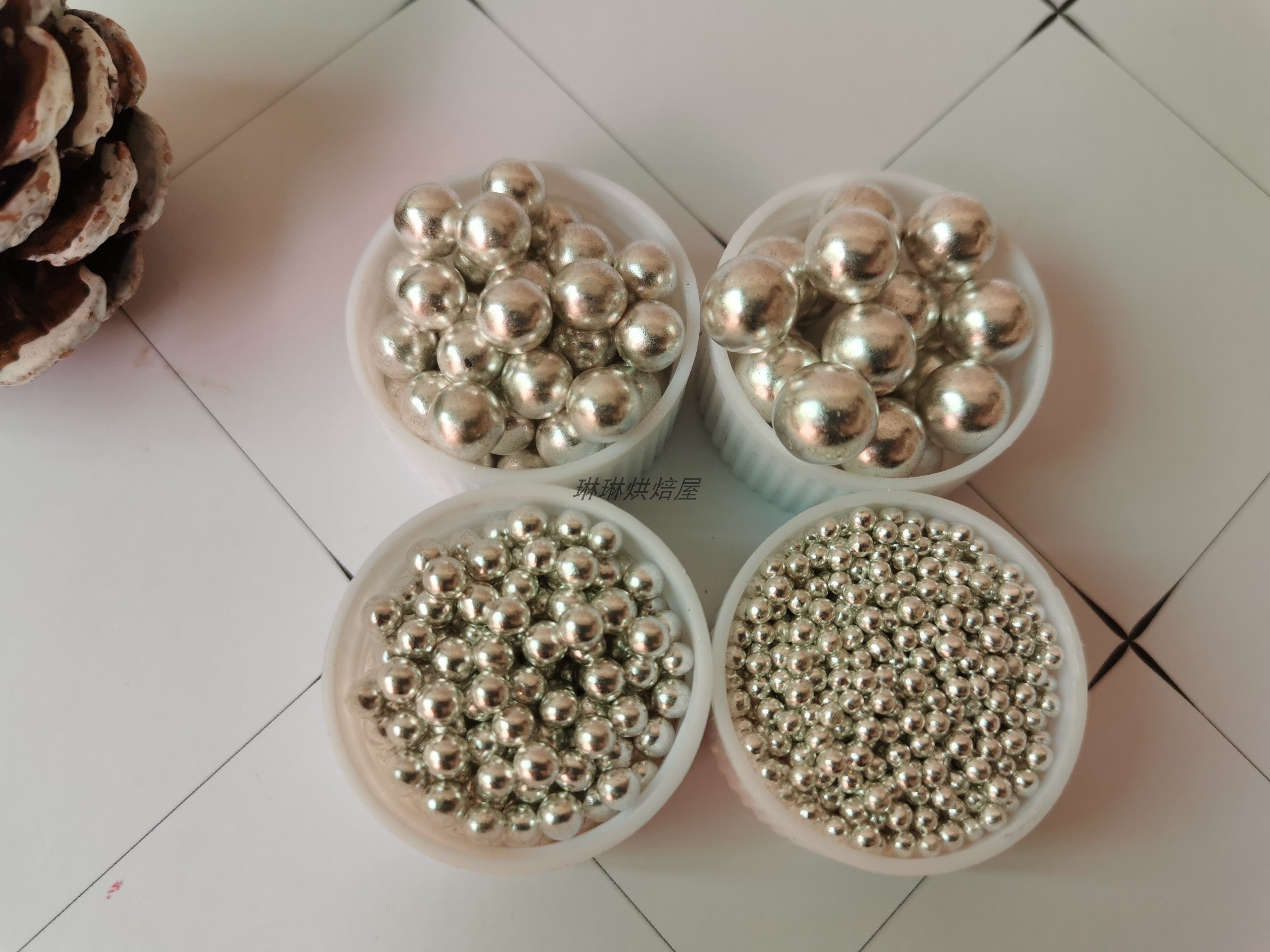 4mm银珠糖500g分装烘焙糖果西点原料装饰辅料银弹钢珠翻糖蛋糕diy
