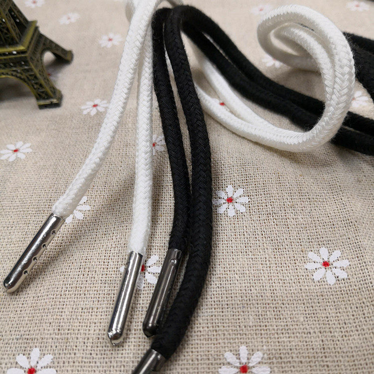 5mm柔软丝光运动裤腰带绳黑白色优质纯铜子弹头绳子