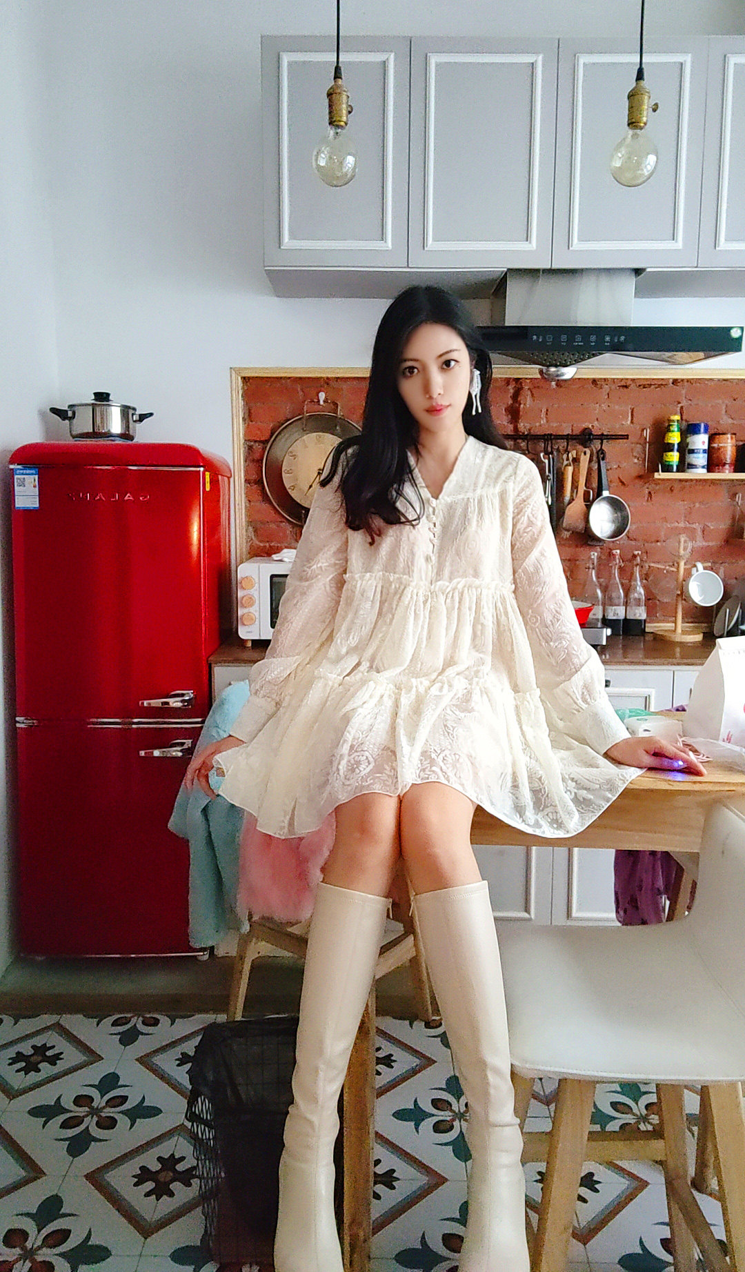 tbaby法式复古烧花丝绒连衣裙新款高端秋冬裙子连衣裙