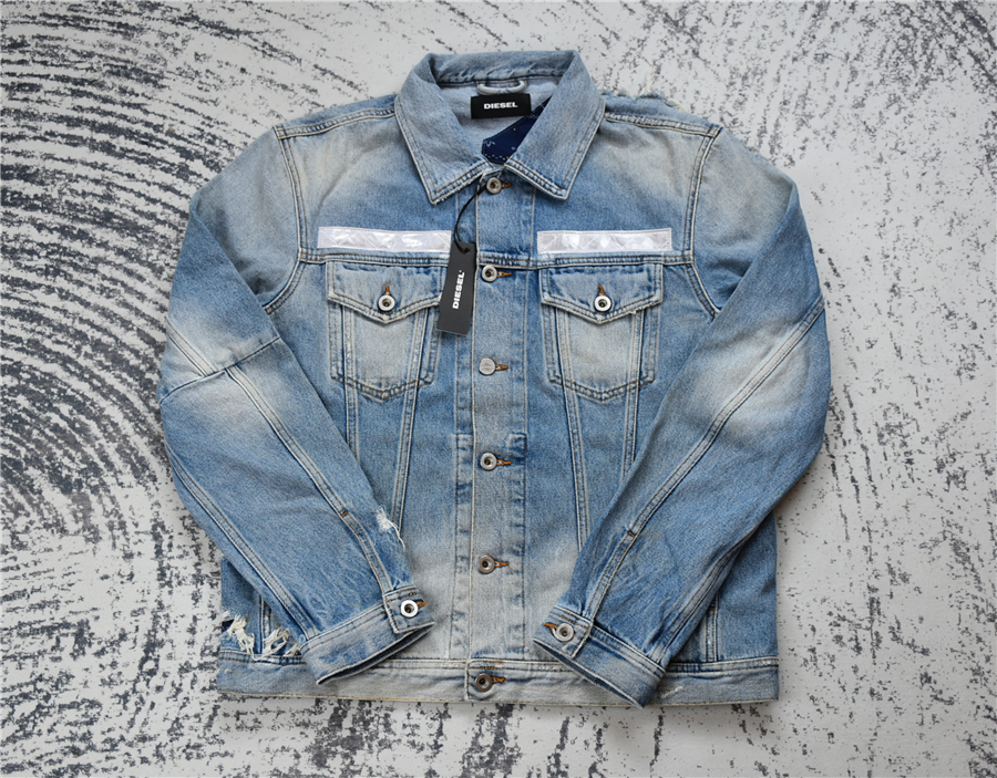 海淘正品 Diesel - NHILL补丁水洗反光条 男牛仔夹克外套国内现货