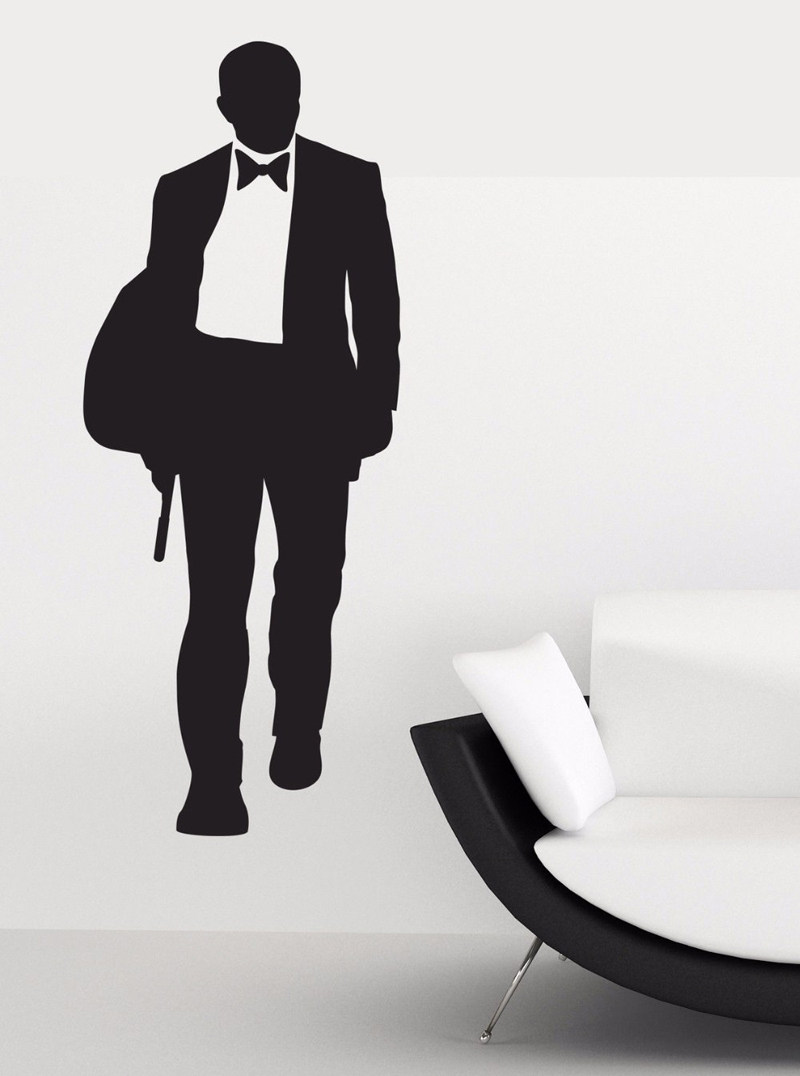 电影海报贴画詹姆斯邦德jamesbond剪影影院墙面装饰墙贴