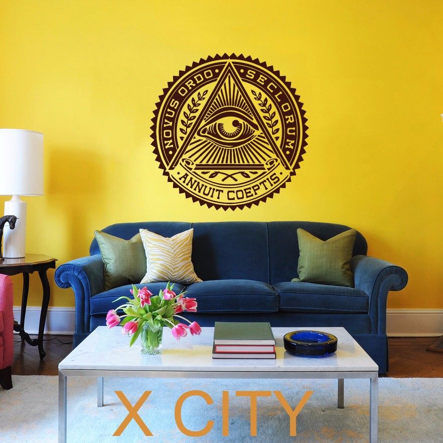 光明会标标志贴画全视全知之眼贴纸illuminatiall墙贴