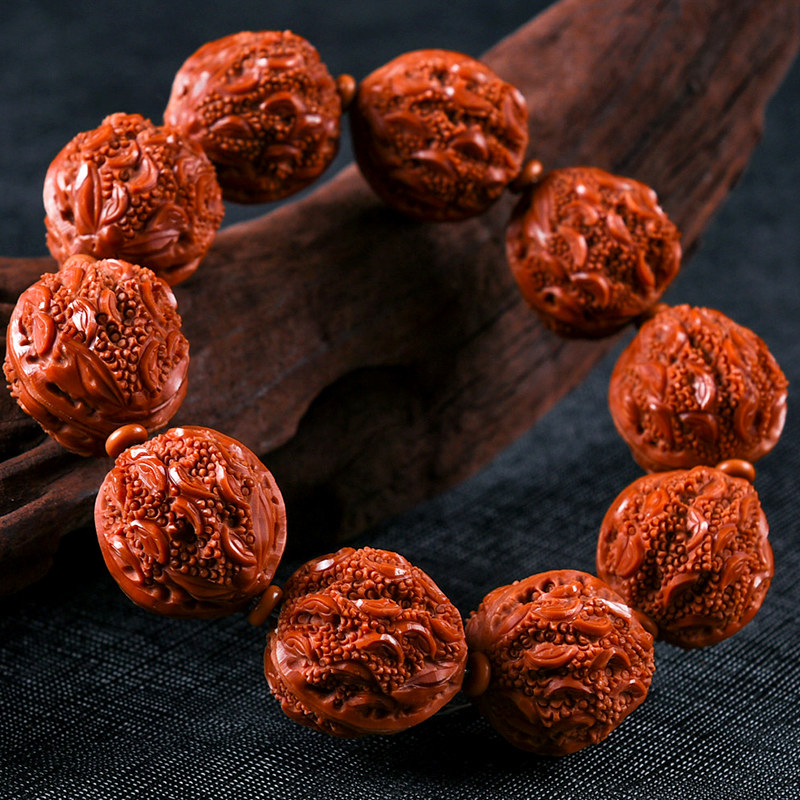 核桃雕刻精品手工橄榄核手串小核桃金蟾手链招财手串