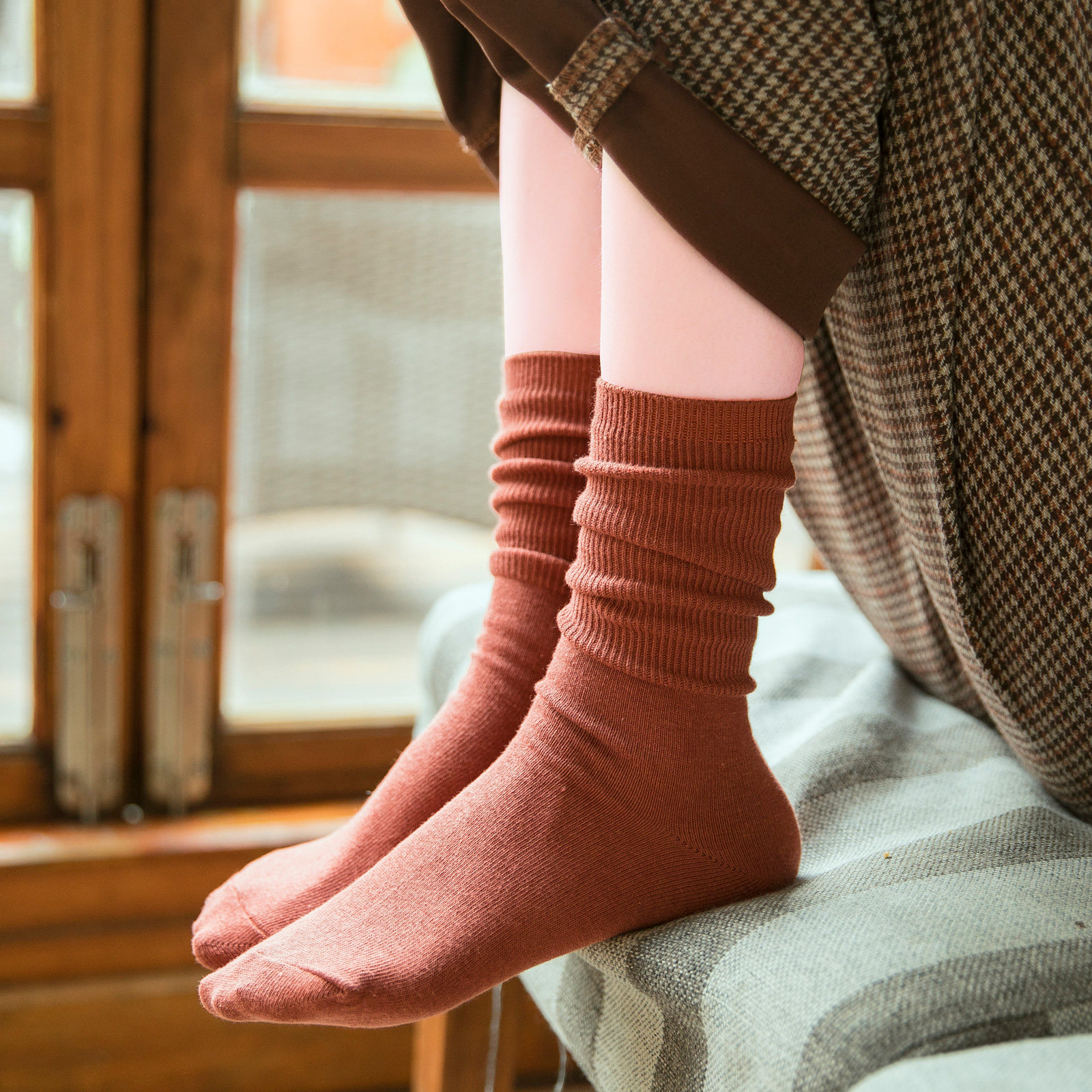 堆堆袜女士韩版学院风纯棉中长筒纯色日系袜子黑色潮个性韩国春季