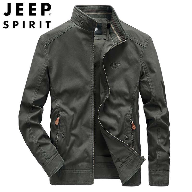 jeep官方正品夹克男装立领宽松纯棉春秋秋季夹克
