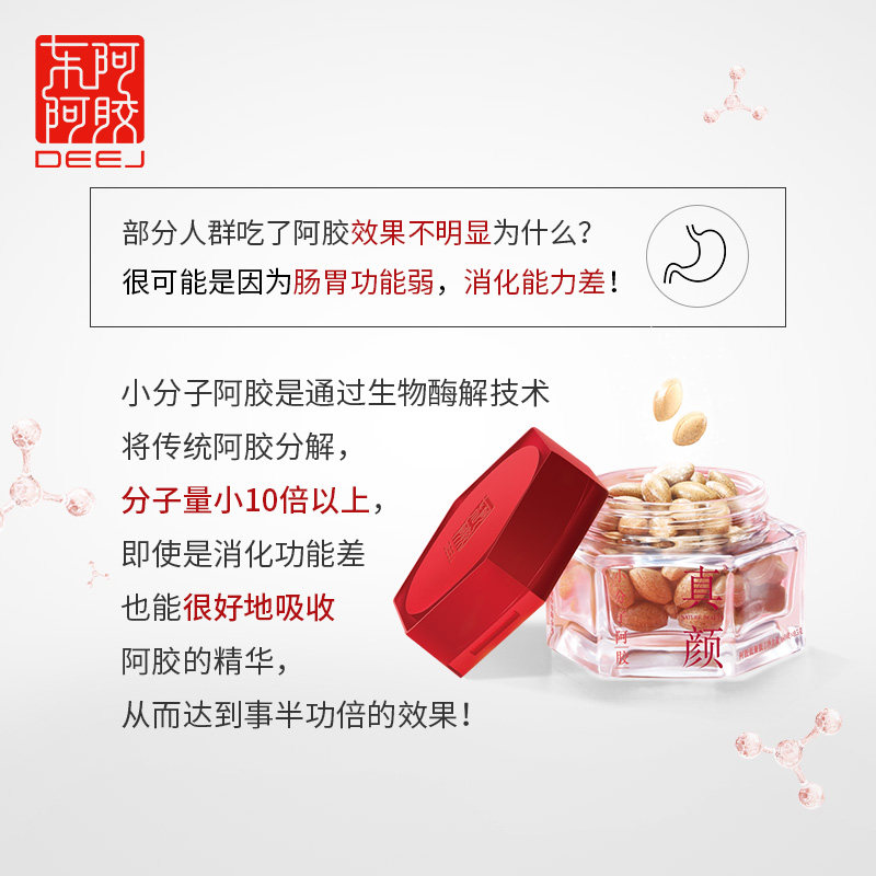 2礼盒 东阿阿胶旗舰店旗舰真颜小分子阿胶易吸收山东阿胶片正品 - 爱