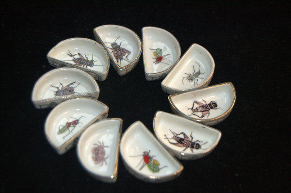 蟋蟀用具水碗半圆粉彩蛐蛐水槽虫具蟋蟀