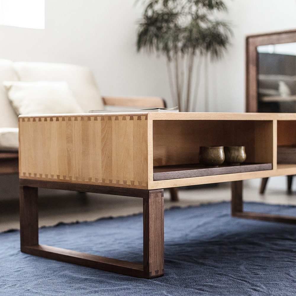 及木家具现代简约北欧原木设计榉木白橡胡桃实木茶几