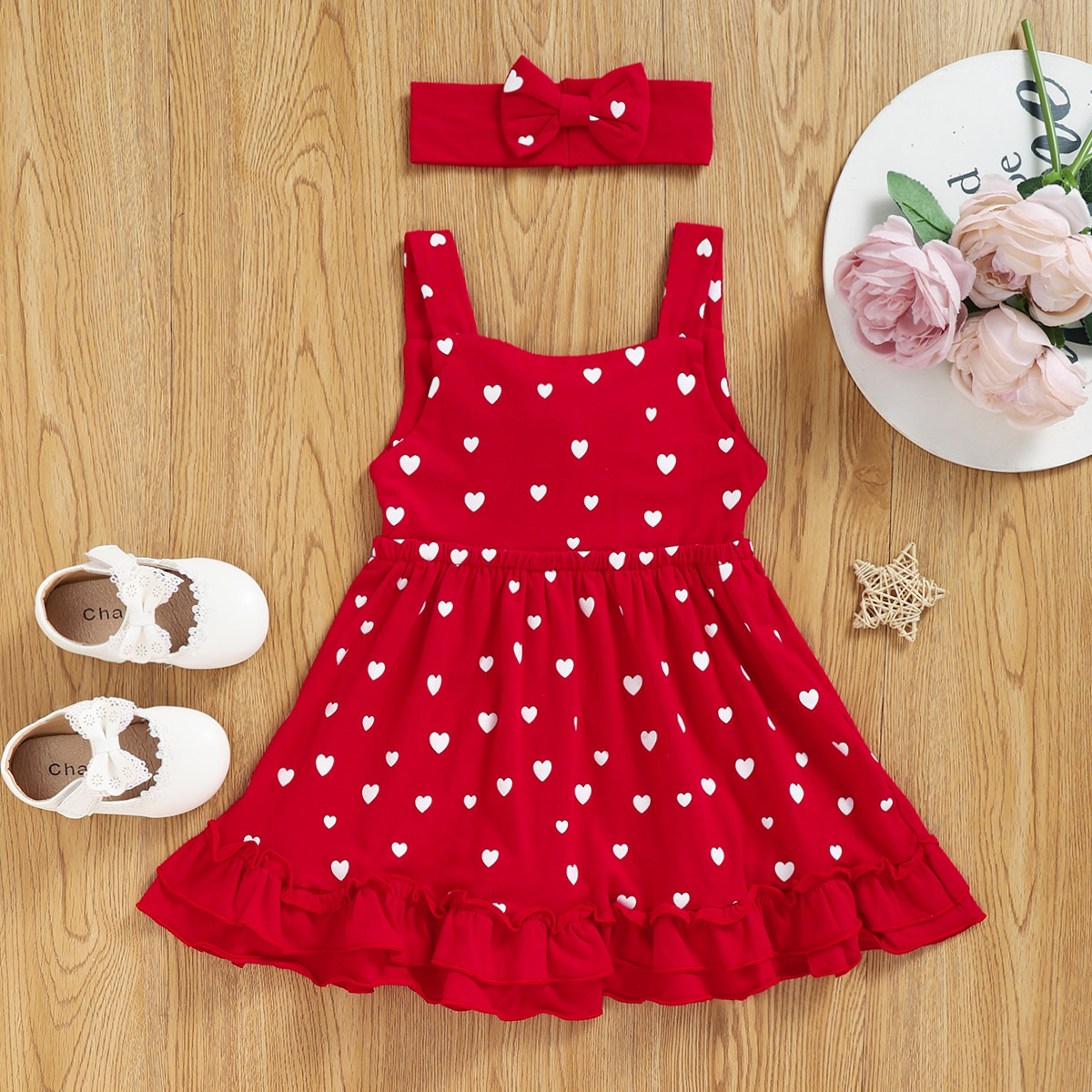 宝宝红色连衣裙2022夏季新款韩版童装女童吊带连衣裙