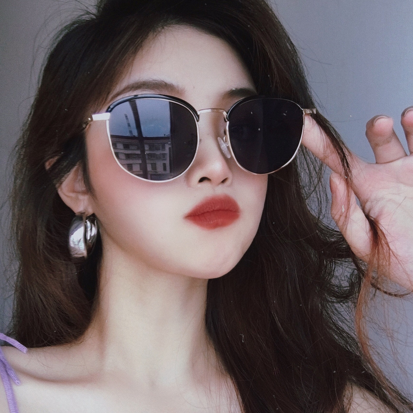 韩版潮圆形复古墨镜小脸款拍照眼镜女装饰网红抖音2020新款太阳镜