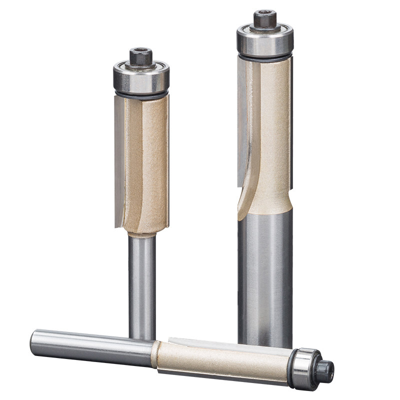 沪豪加长带轴承修边刀双刃直刀木工铣刀刀具修边机刀头雕刻机锣刀