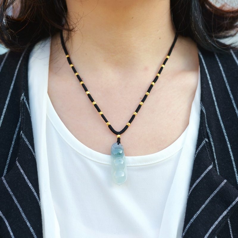 挂绳黄金吊坠足金24k纯金转运珠女宝宝细款颈饰