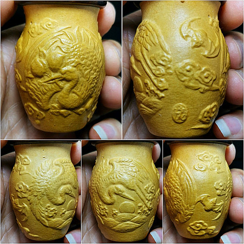 一阁精品天津名家庞记花模团凤纹蛉虫酱缸葫芦爬虫
