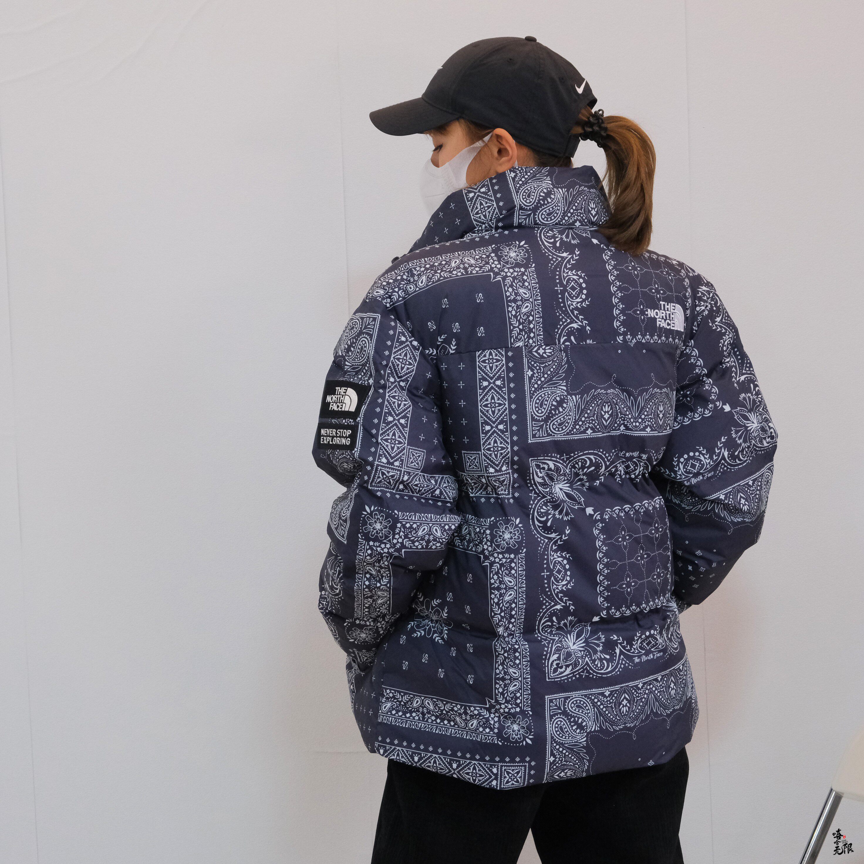 thenorthface北面1996腰果花蓝蓝色棉服男女运动棉衣