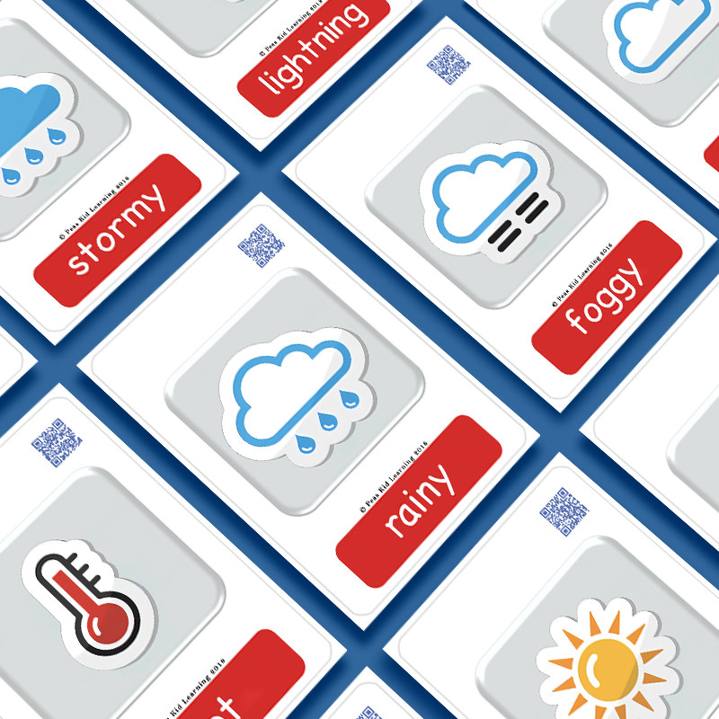 英语天气单词卡片幼儿园启蒙英语教学weather英文儿童早教闪卡