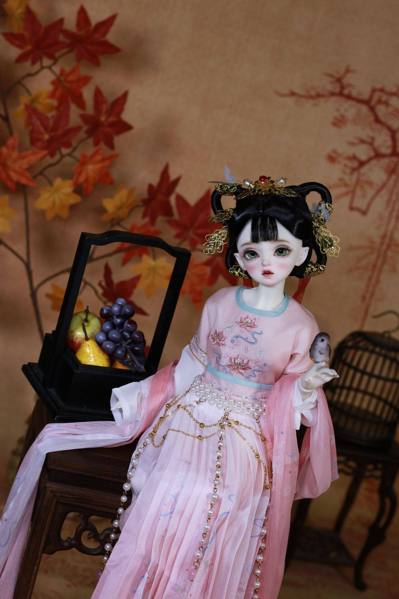 bjd四分三分古风古装娃绣花汉服坦领狐约bjd娃娃