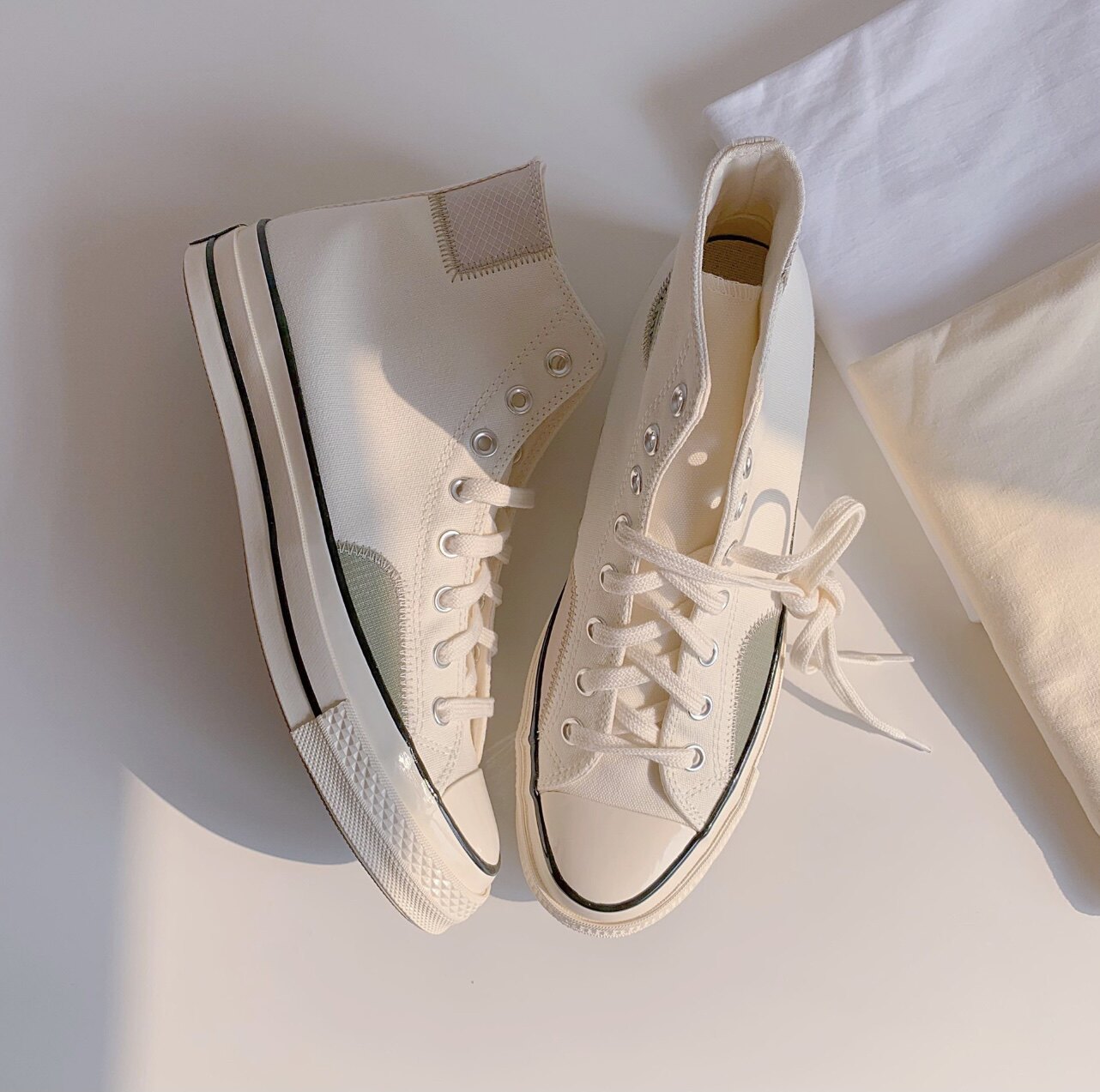 converse匡威1970s白色刺绣补丁高帮男女帆布布鞋帆布鞋