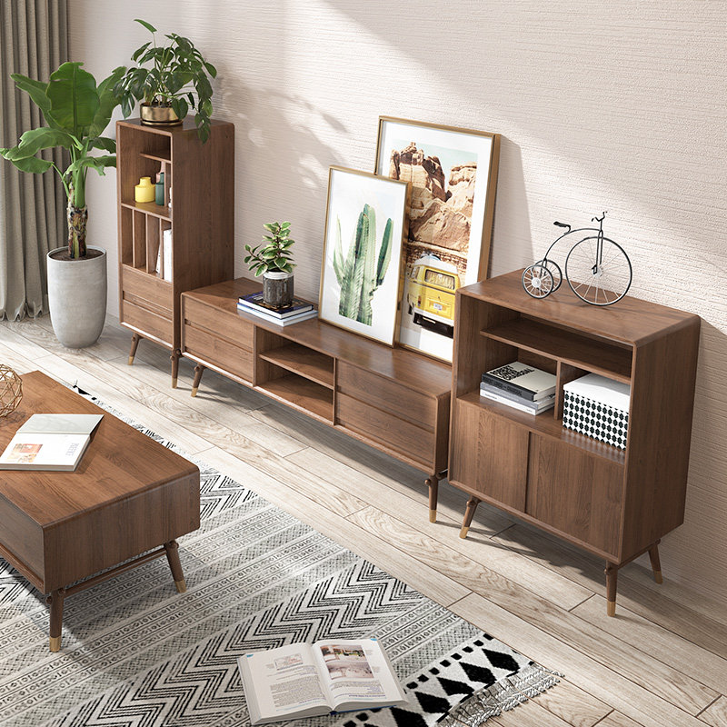 客厅沃购低柜实木书柜德国榉木边柜北欧简约斗柜