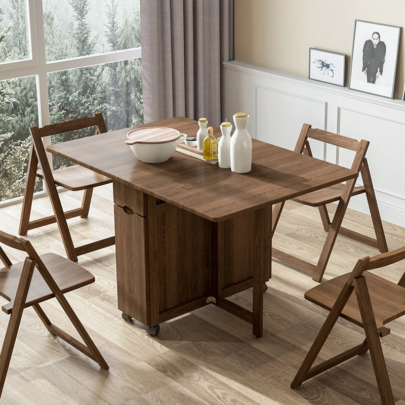 沃购实木折叠餐桌现代简约小户型餐桌椅组合家用家具桌子小折叠桌