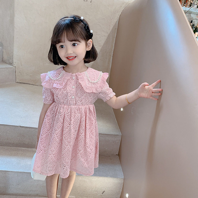 女童夏装短袖蕾丝连衣裙幼儿园演出服夏款洋气小女孩连衣裙