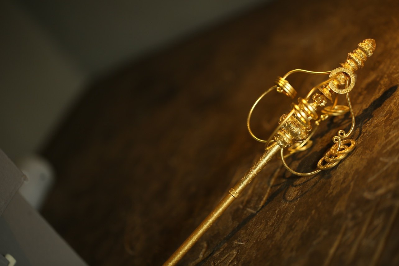 盘古黄金足金十二二环锡杖禅杖古法金定制定制其他