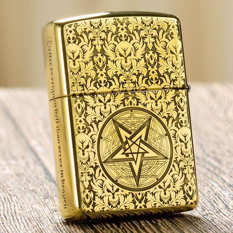 打火机zippo正版原装正品黄铜五面雕刻魔鬼圣经zippo