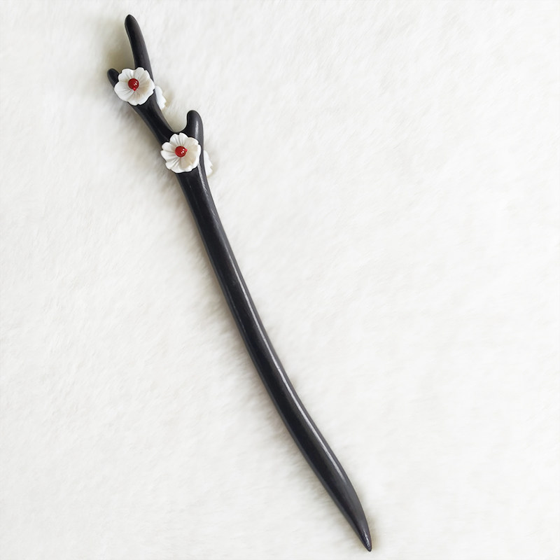 天然国风服木龙角汉檀木中国贝壳原创古典发簪发饰