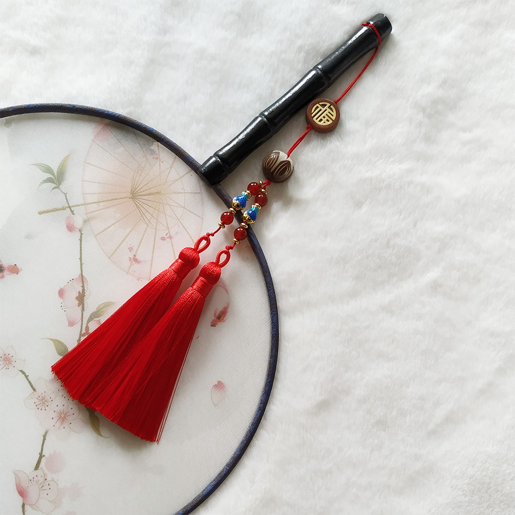 双流流苏高档扇坠双穗子莲花鱼福挂饰中国国风其它首饰