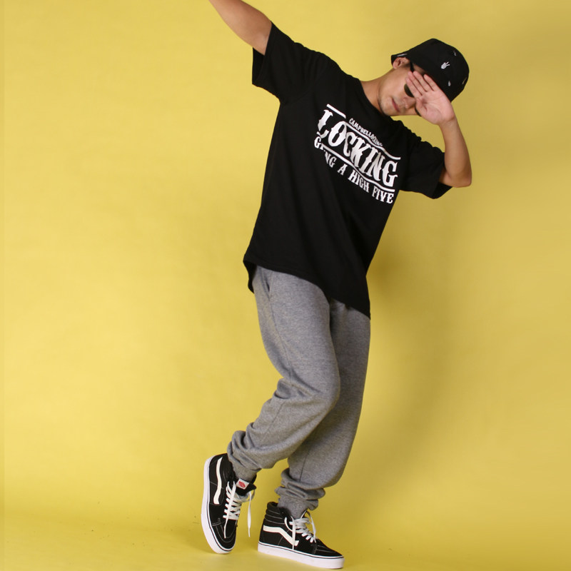 locking campbellocking funk dance 嘻哈宽松街舞锁舞 大码短袖