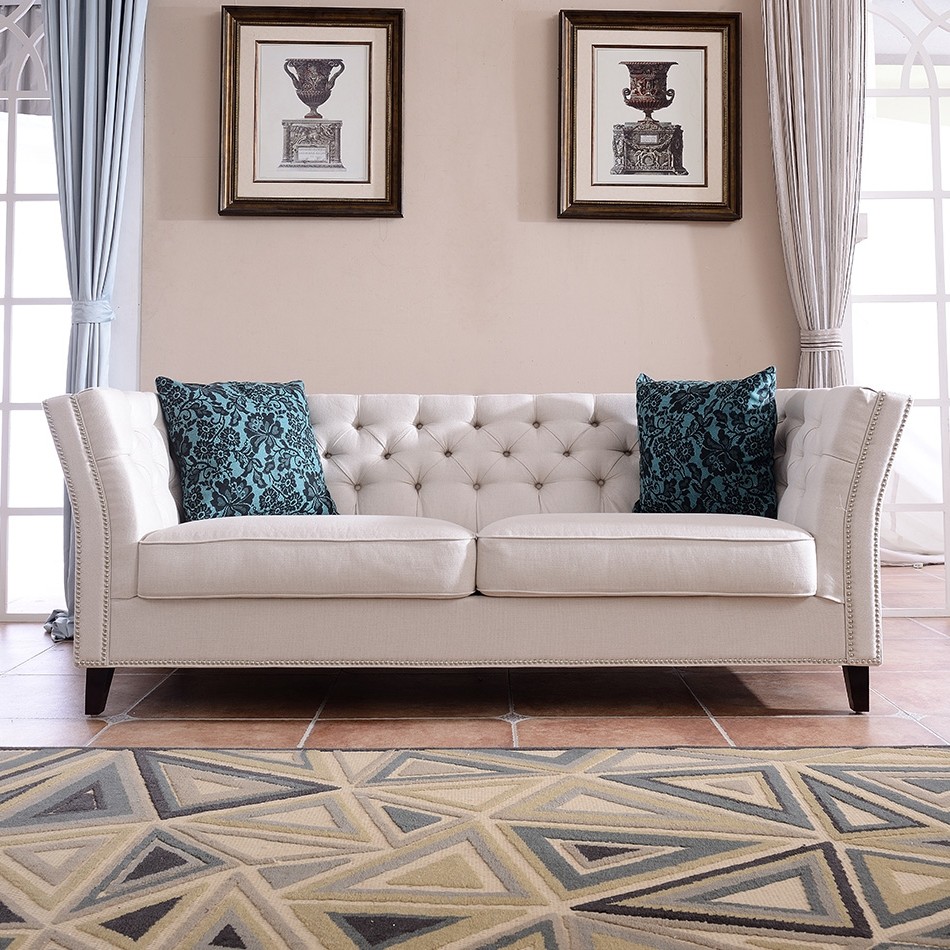 美式简约布艺沙发小户户型客厅三人组合现代轻奢布艺沙发