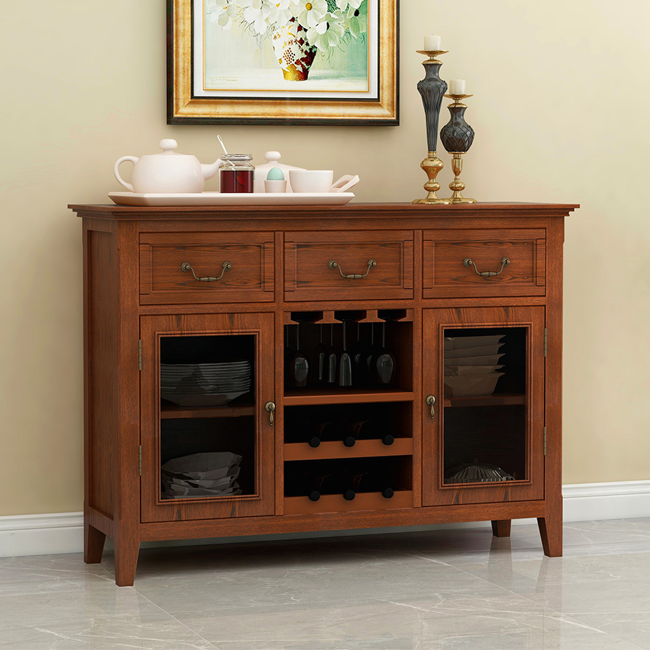 美式酒柜欧式做旧实木玄关餐边柜简约客厅酒架酒柜