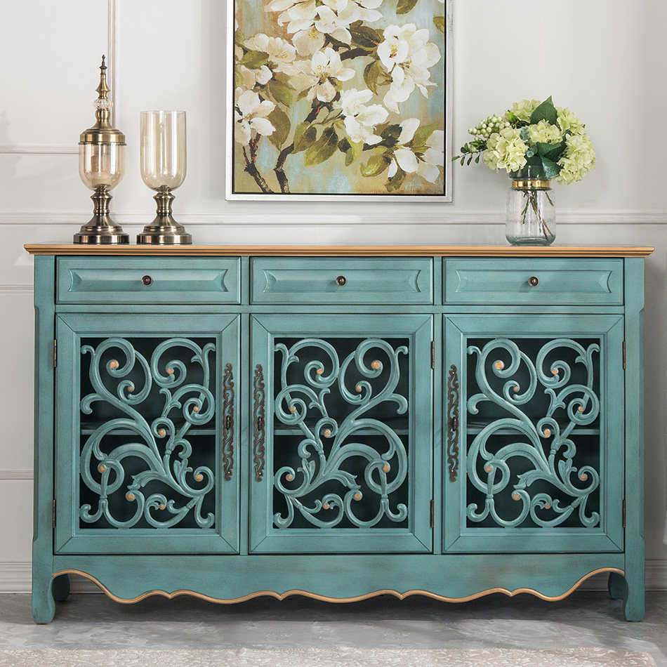 美式乡村家具欧式玄关柜地中海风格家具边柜美式实木一体餐边柜