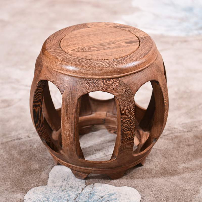 铭天下红木家具 中式仿古圆鼓凳矮凳鸡翅木实木鼓凳鼓墩矮墩