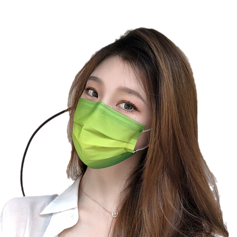 彩色口罩夏季防晒一次性三层防尘女性可爱绿色口罩