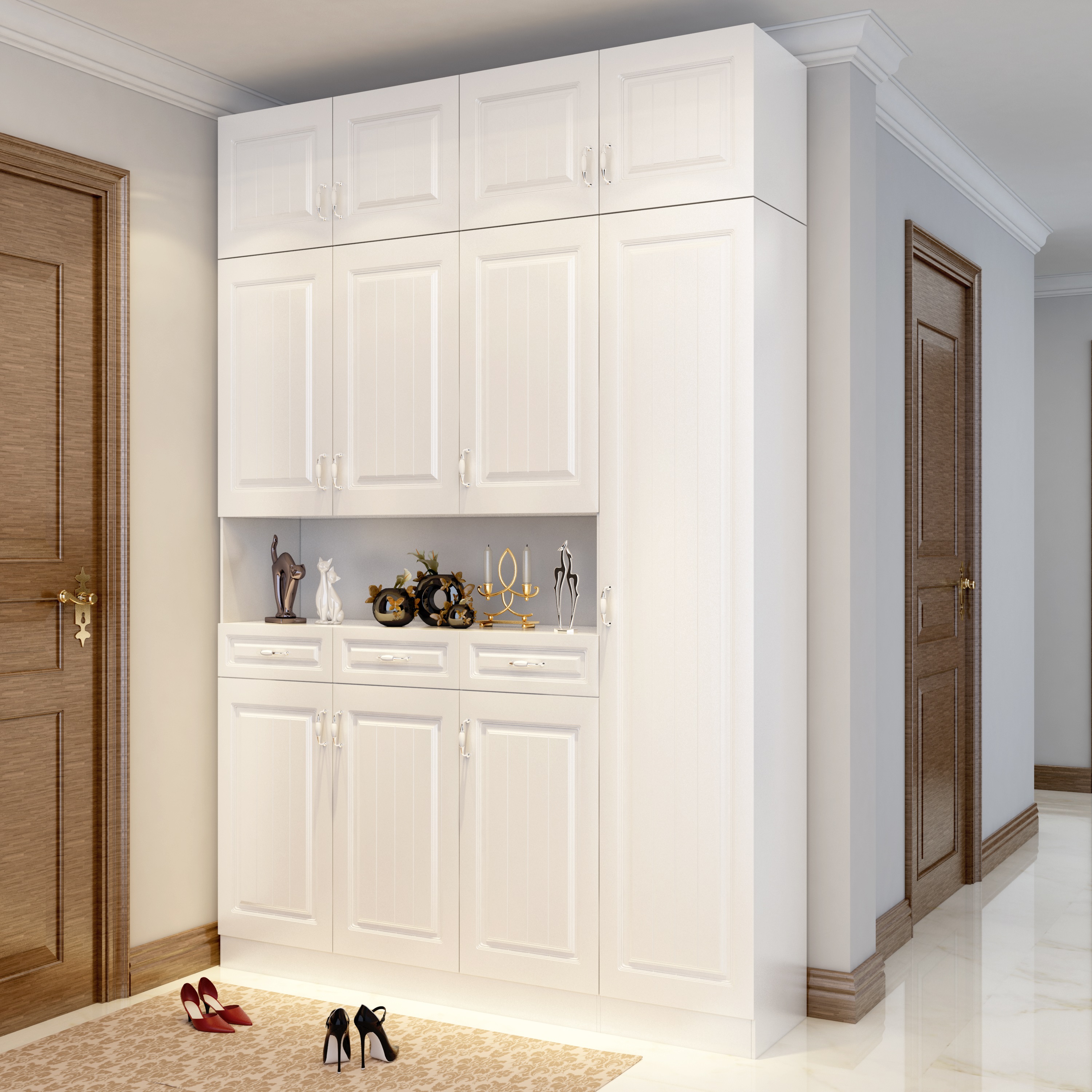 进门玄关鞋柜一体柜子靠墙门厅入户欧式家用鞋柜