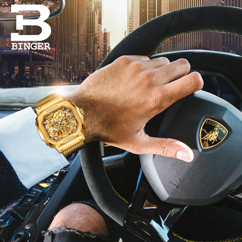 18k金瑞士2020新品男士陈小春正品宾格手表男机械表表小方壳块表