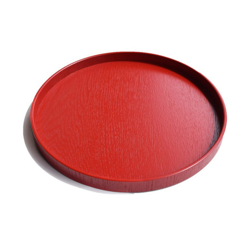 红色木质盘子木托盘碟子敬茶敬酒盘茶具结婚用品木质圆盘糖果盘子
